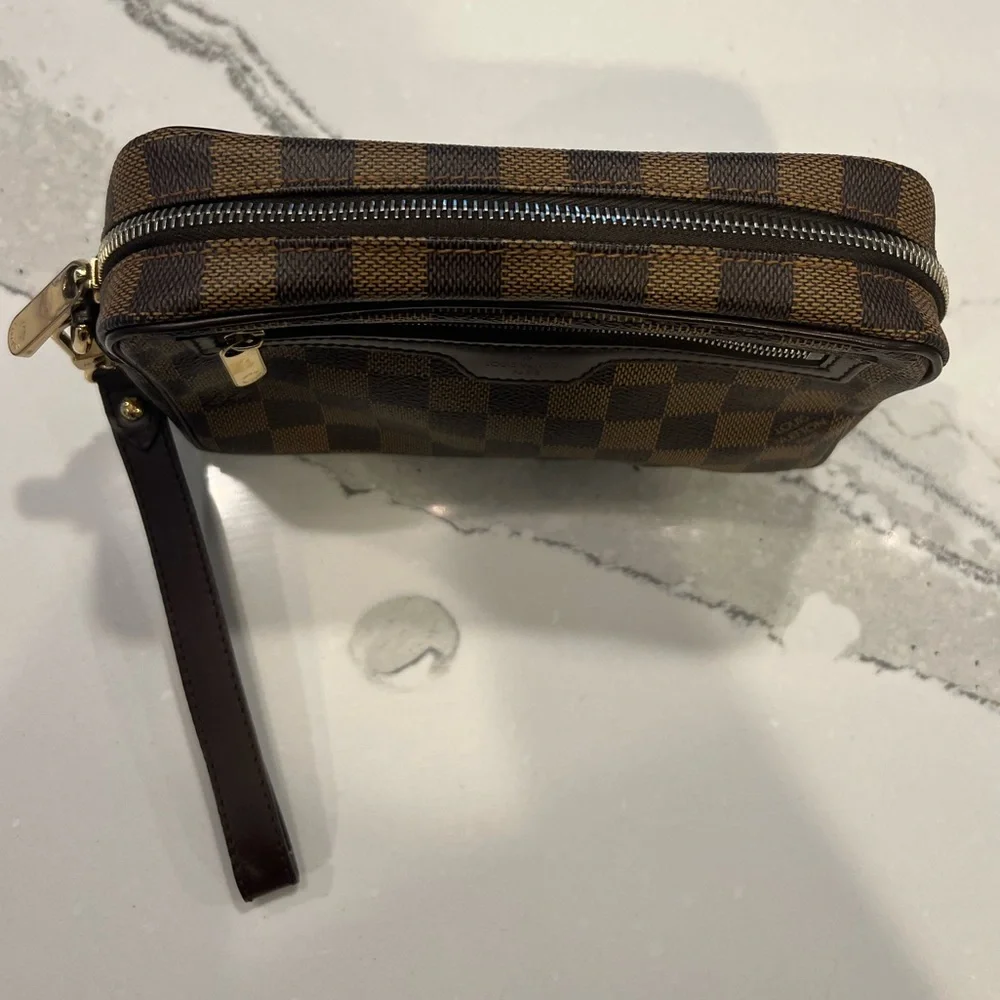 Louis Vuitton Damier Ebene Macao Wristlet Clutch Bag